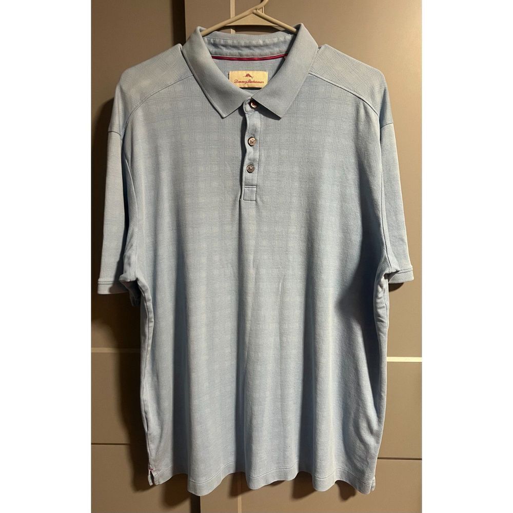 Tommy Bahama Mens Short Sleeve Polo T-Shirt Light Blue Size XL